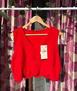 Red Knitted Vest Top