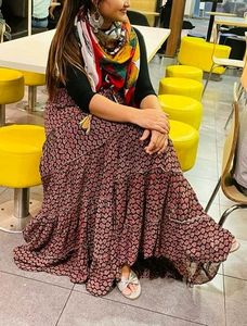 Very Long Full Flared Casual Skirt
