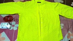 Embroidered Solid Schiffli Mandarin Coller Top