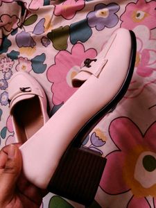 Elle White Block Heel Loafers