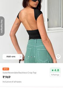 Solid Reversible Backless Crop Top