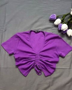 Purple Ruched Crop Top