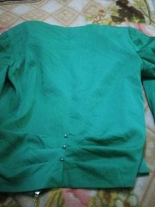 Green Cropped Biker Jacket