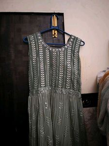 Olive Green Embellished Dress
