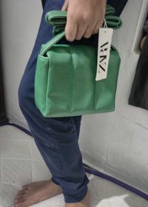 Zara Green Quilted Shoulder Bag