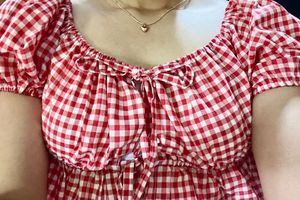 Red Gingham Puff Sleeve Top