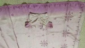 Beautiful Pink Embroidery Saree With Blouse