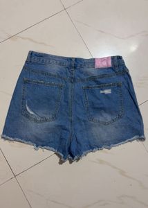 Distressed Denim Mom Shorts