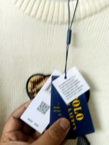 New Ralph Lauren Polo Bear Cream Knit Sweater