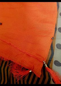 Orange beads work duptta