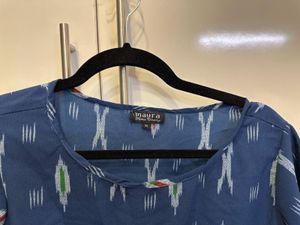 Size XL Lovely Ikat Print Blue Mayra Midi Dress