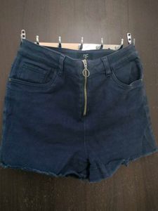 dark blue denim shorts