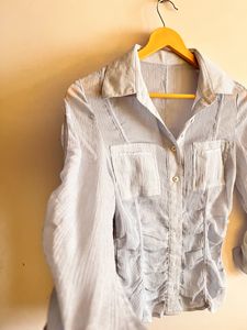 Fitted Powder Blue Y2k Shirt