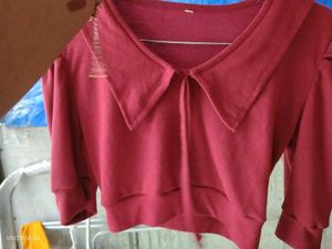 Red Colour Crop Top With Cute Caller