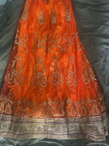Orange Embroidered Lehenga Choli Set