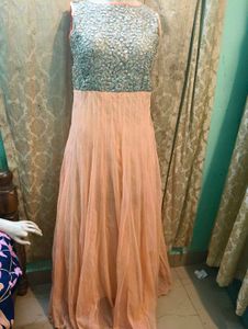 Elegant Peach &amp; Silver Gown