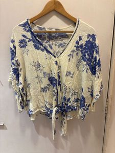 Beautiful Floral Tie-Front Top