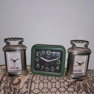 Vintage Alarm Quartz Clock SetOf3