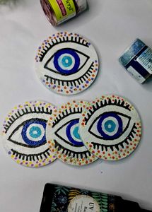 Evil Eye Hand-Painted Coasters (Set of 4)