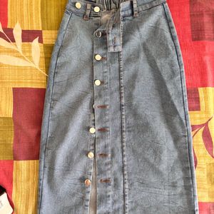 Denim Button-Down Skirt
