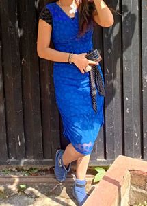 Blue Polka Dot Dress + Belt