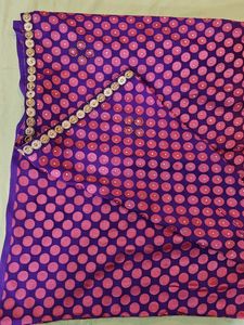 🌸 Pink Brasso Fabric with Polka Dot Design – Fest