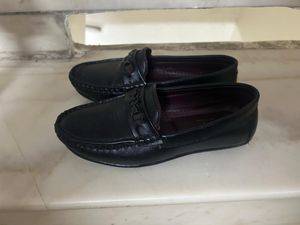 Black Leather Loafers Only One Time Use