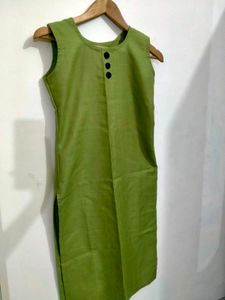 Olive Sleeveless Summer Kurti
