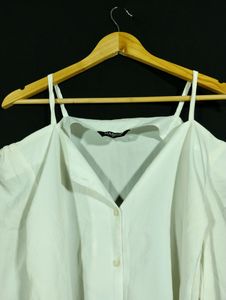 White Shoulder Cut Top (Women)