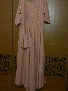 Ahalyaa Rose &amp; Golden Ethnic Motifs Printed Dress
