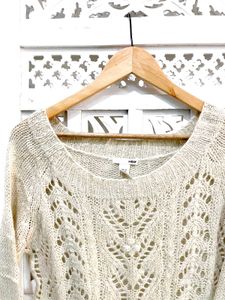 H&amp;M Crochet Cream Pullover Top