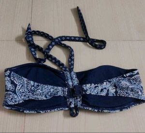 Blue Paisley Bikini Top