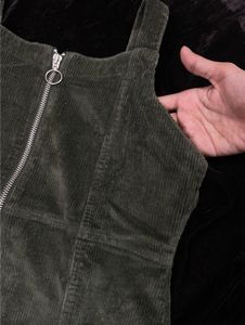 Corduroy zip-front dress