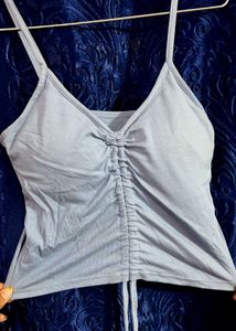 Teal Blue Drawstring Tank Top / Camilosole