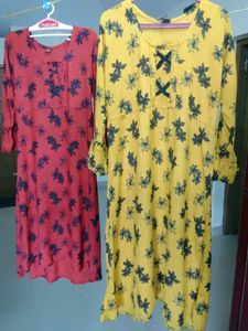 Floral Yellow and Maroon dress Combo
