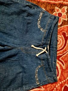 Embellished Denim Joggers