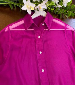 Pink Sheer Button-Down Shirt