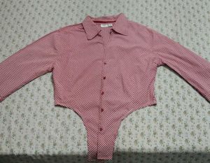 Red Gingham Bodysuit Top