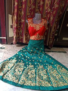 Emerald &amp; Ruby Lehenga