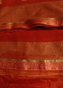 Elegant Red Floral Saree with Blouse