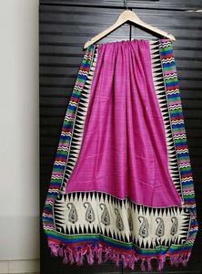 Elegant Pink Dupatta with Paisley Border