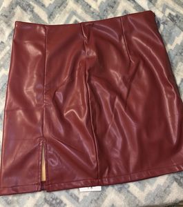 Burgundy Faux Leather Skirt