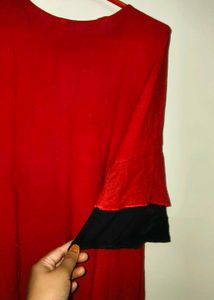 Red Embellished Kurti Set