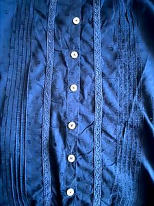 Blue Cotton Quarter Sleeves Top