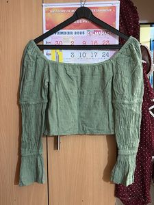 Green Off-Shoulder Top