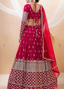 Pink And Gold Toned Embroidered Lehenga Choli