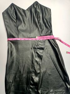 Western Black Faux Leather Party Dress Small
