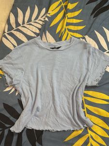 Light Blue Ribbed Crop Top