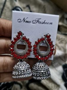 Oxidised Brand New Silver Earrings Jhumkas