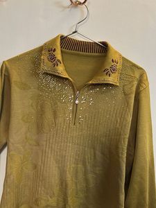 Elegant Olive Green winter Top